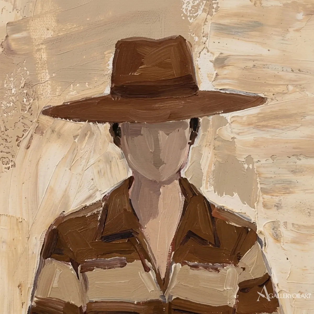 Three-hatted-figures-in-portrait-art-beige-and-burgundy-in-a-cropped-portrait-detail