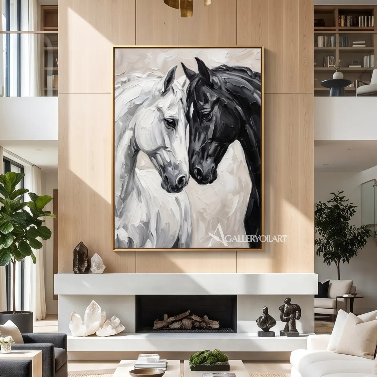 two horses meeting in a close, attentive portrait-animal-black-double-height-living-room