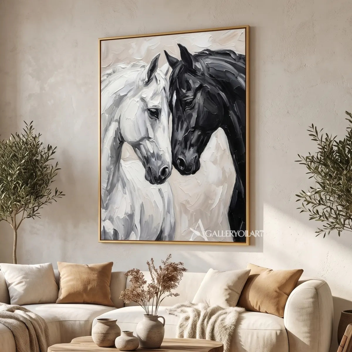two horses meeting in a close, attentive portrait-animal-black-private-lounge