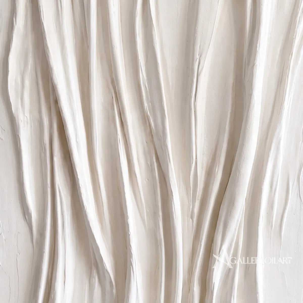 Textured 3D vertical draped rhythm in white relief in a detail