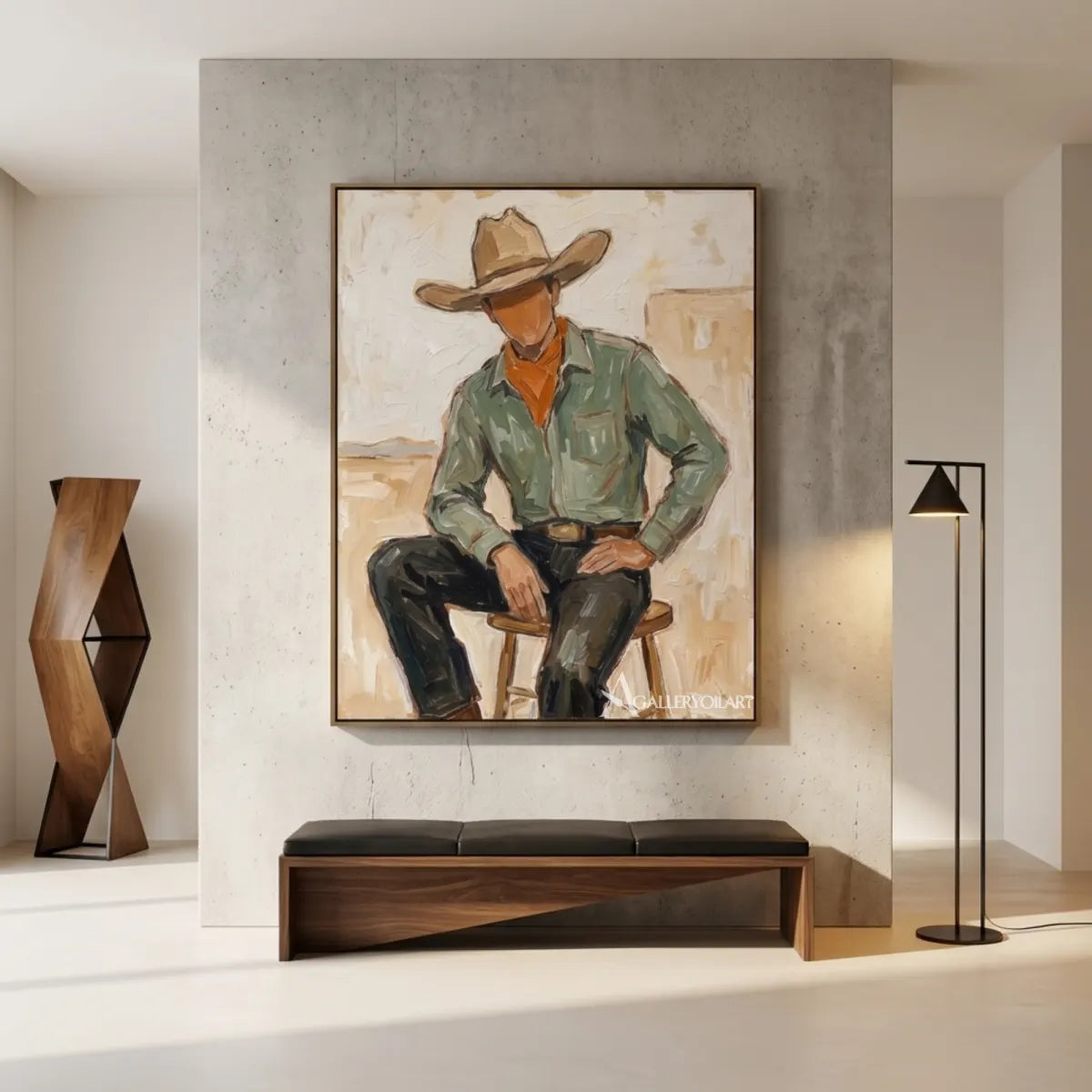 a-seated-cowboy-in-a-ranch-hat-western-cowboy-green-wall-art-in-a-close-detail