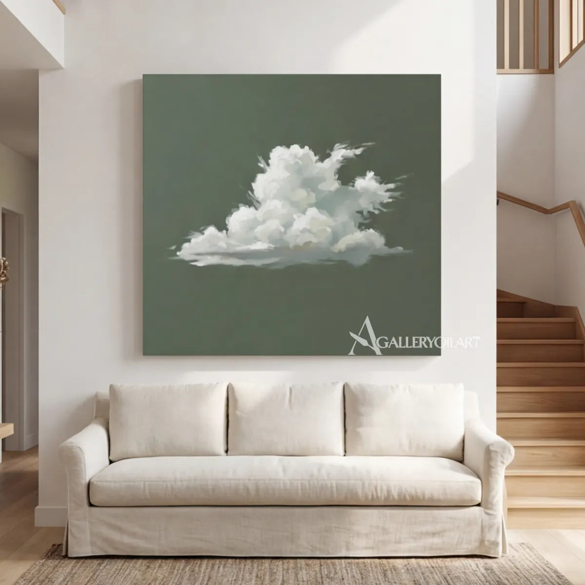 white-cloud-on-green-ground-pop-art-green-wall-art-sofa-wall