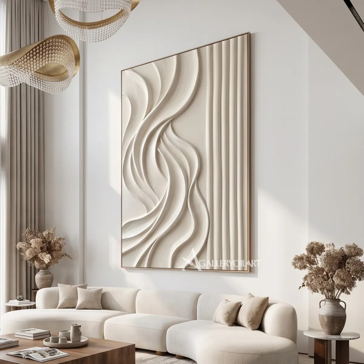 Textured-3D-white-flowing-wave-relief-painting-in-a-bright-loft-living-room