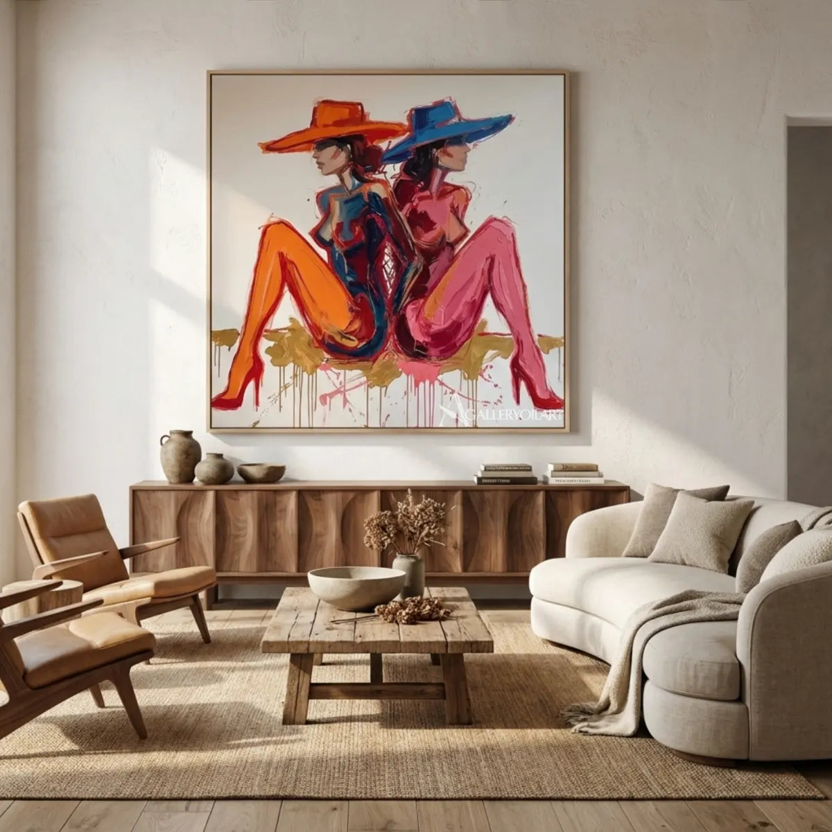 Pop Art-Pink-and-teal-woman-wall-art-in-a-dining-room