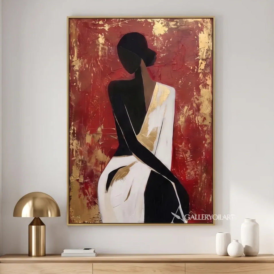woman-silhouette-portrait-art-red-wall-art-entryway