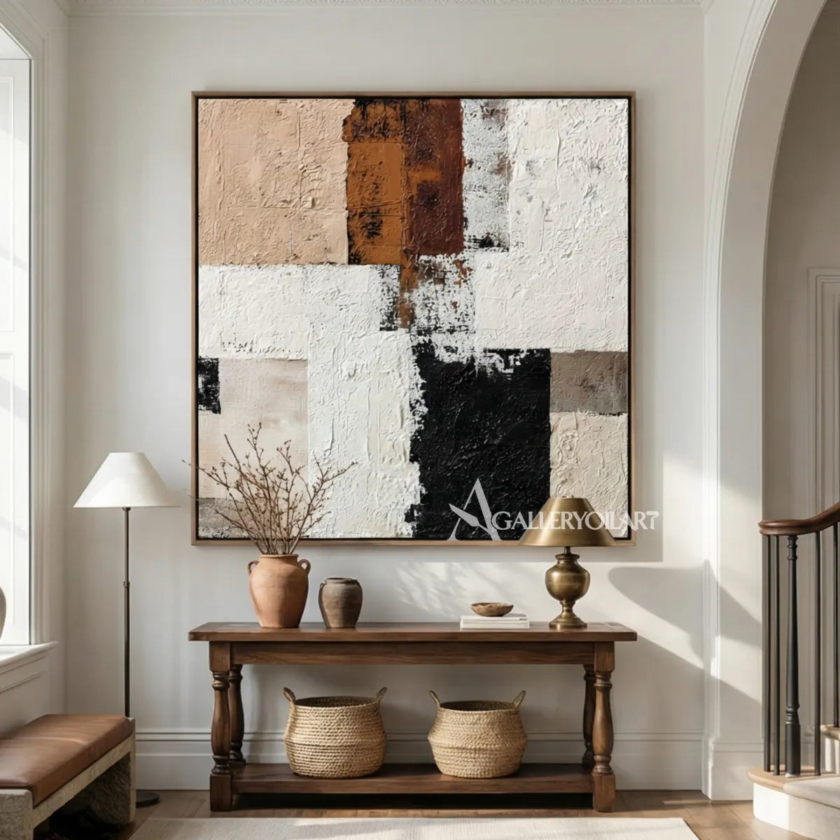 textured-ivory-and-black-geometric-abstract-painting-in-a-refined-sitting-room