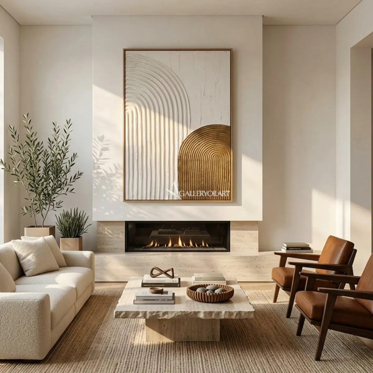 Textured-3D-arched-abstract-rhythm-gold-wall-art-gathering-room