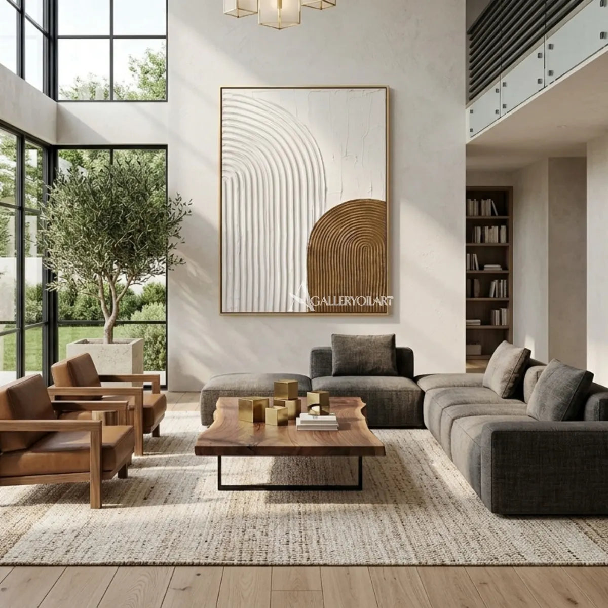 Textured-3D-arched-abstract-rhythm-gold-wall-art-living-room
