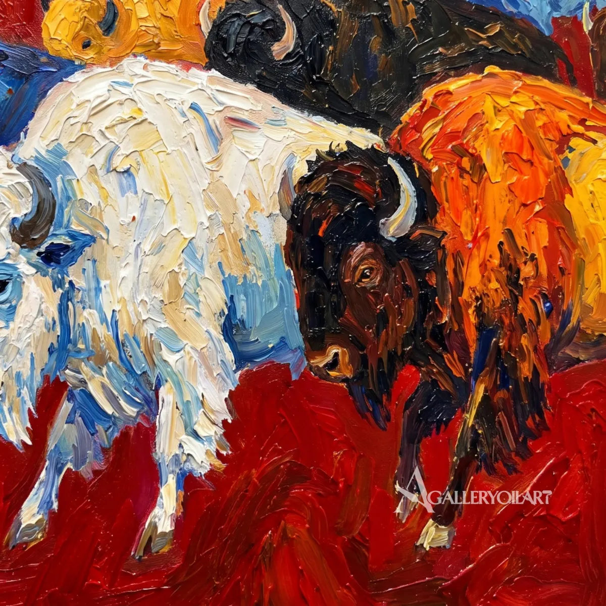 bison-motion-animal-art-red-wall-art-in-a-close-up-view