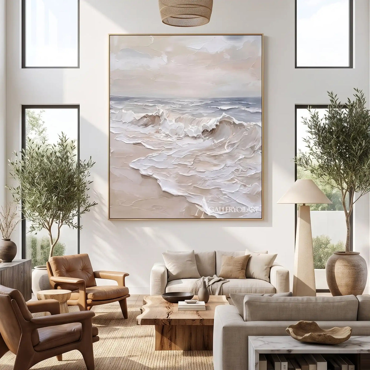 Textured-blue-ocean-wave-wall-art-in-a-spacious-living-room