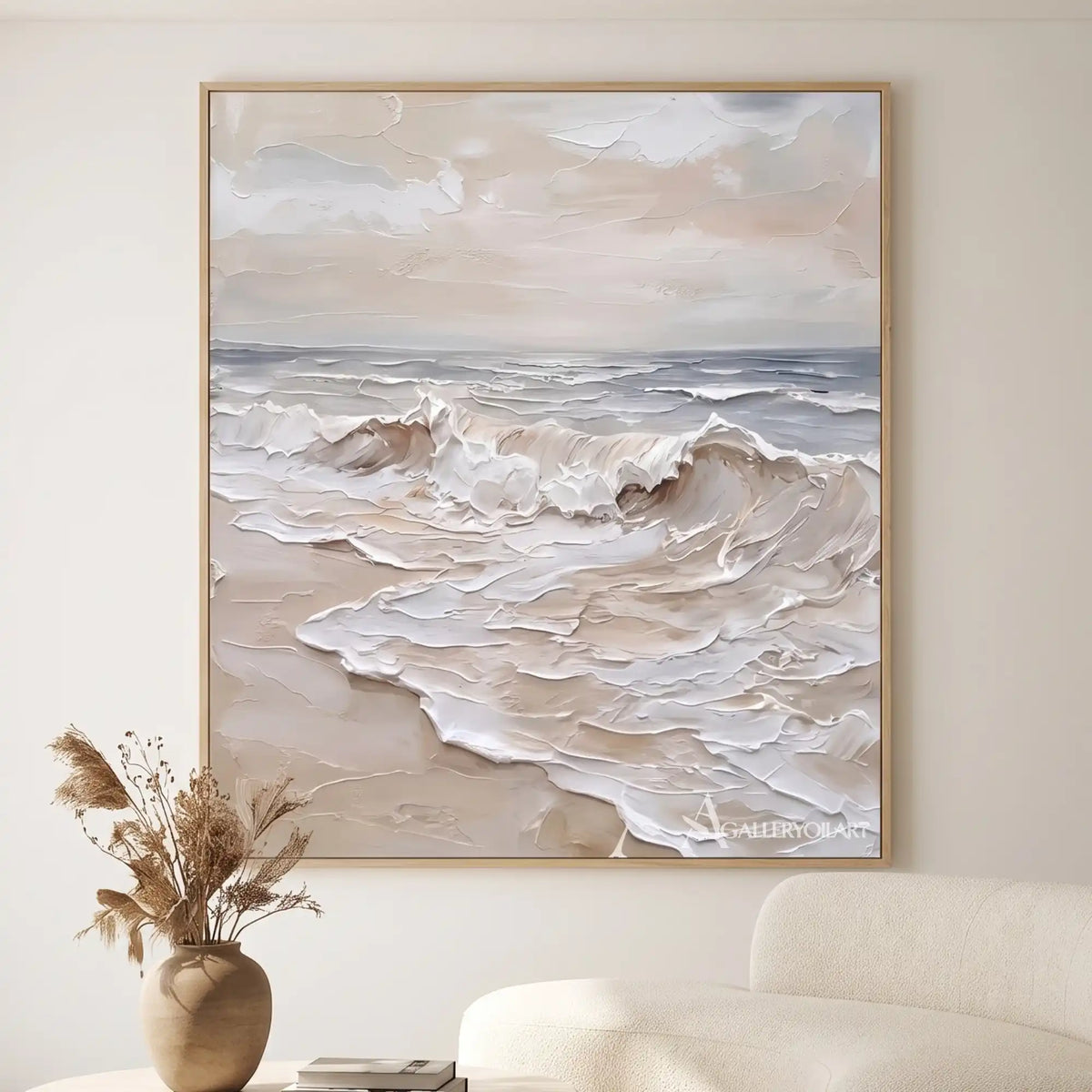 Textured-blue-ocean-wave-wall-art-in-a-minimalist-lounge-area