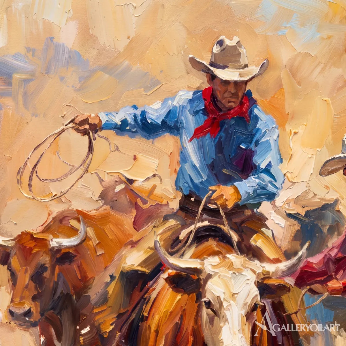 riders driving cattle across an open range-in-western-cowboy-orange-gallery-room