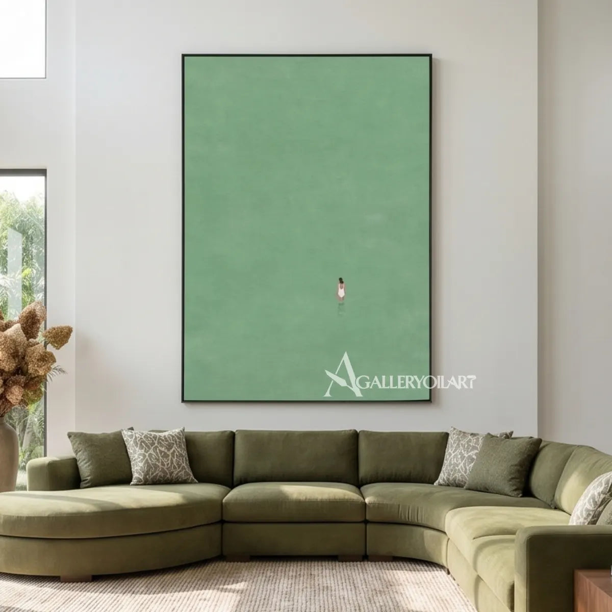 white-cloud-portrait-art-green-wall-art-living-room