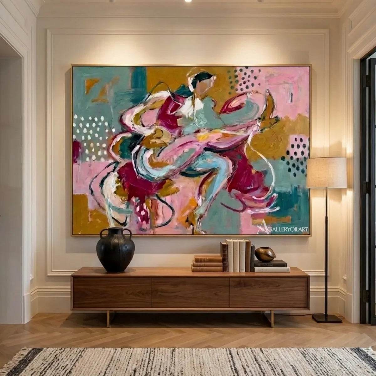 Pop-art-blue-and-pink-dancing-duo-in-a-transitional-room