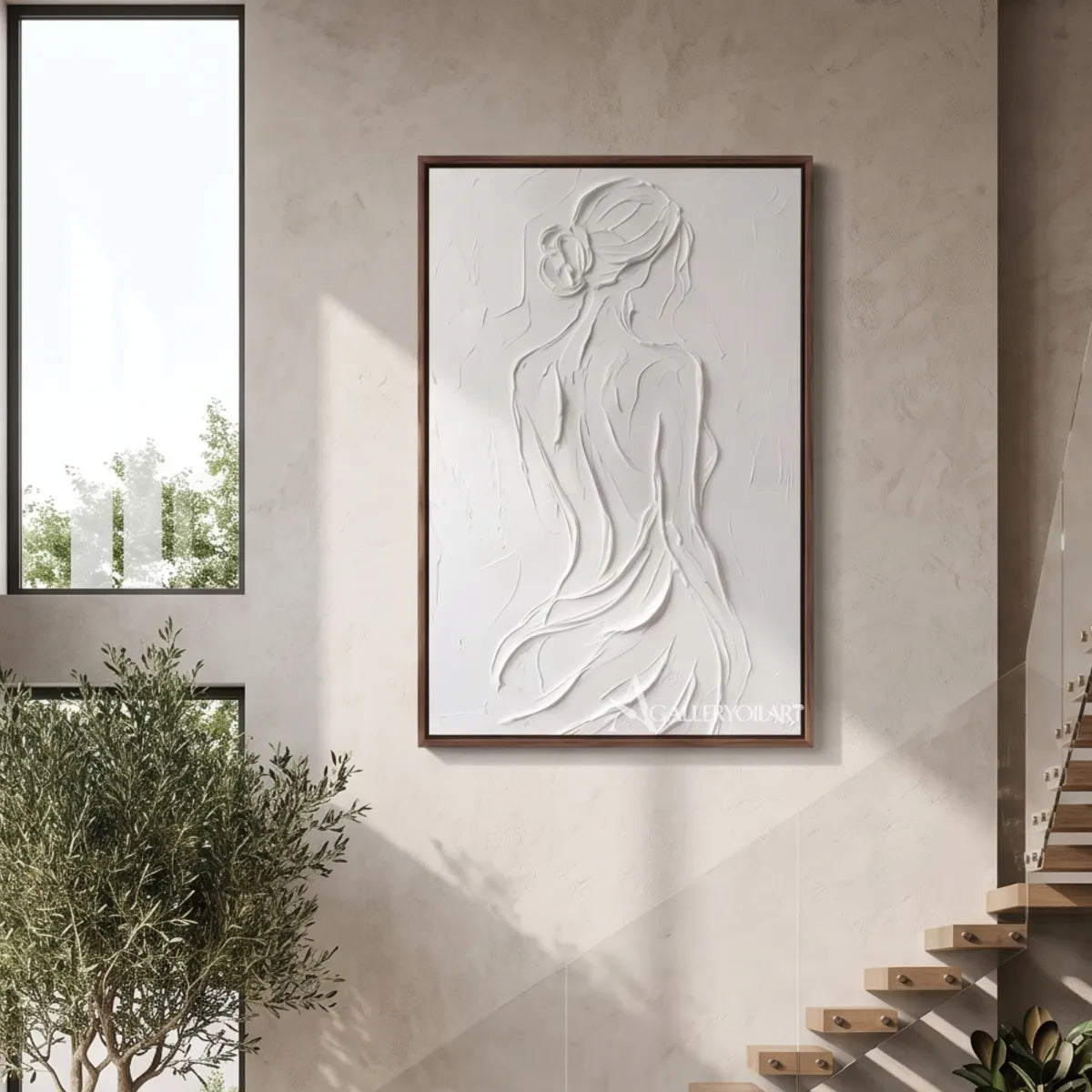 flowing-figure-relief-textured-3d-white-wall-art-in-a-living-room