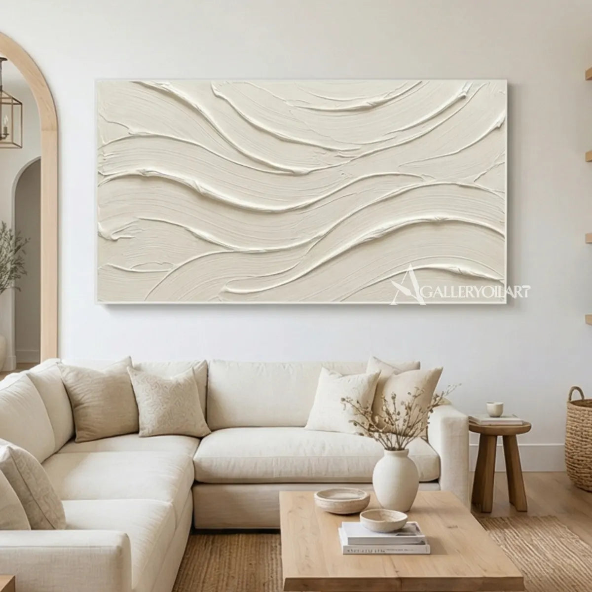 flowing-raised-ridges-portrait-art-white-wall-art-sofa-wall