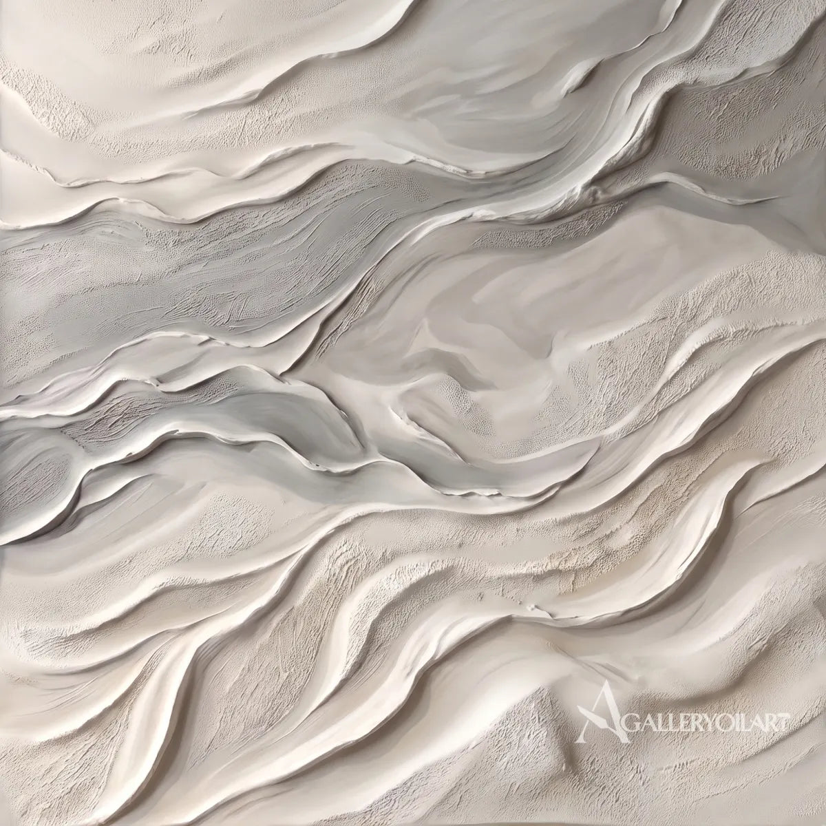 Textured 3D flowing ridges in beige and gray relief-in-detail