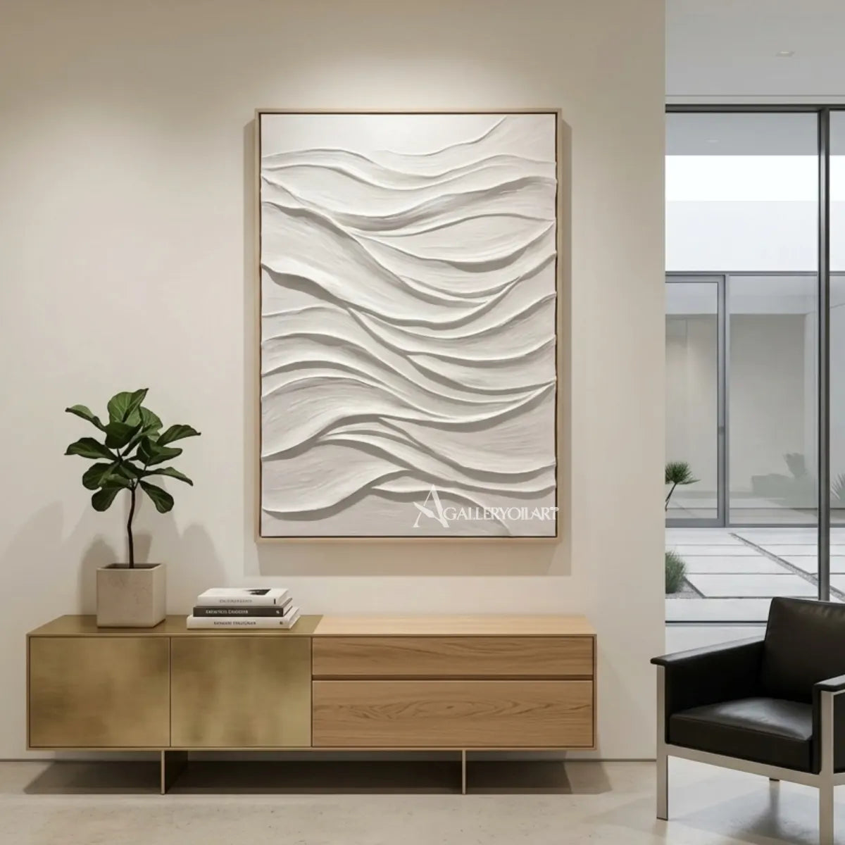 Textured 3D-white-and-gray-flowing veil-wall-art-a-calm-bedroom