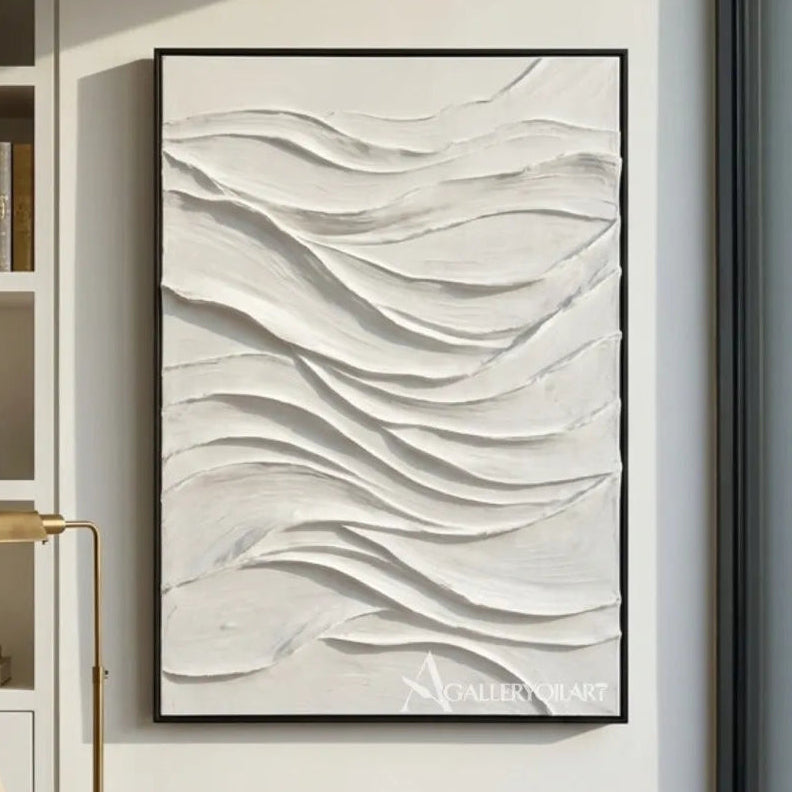 Textured 3D-white-and-gray-flowing veil-wall-art-a-reading-corner