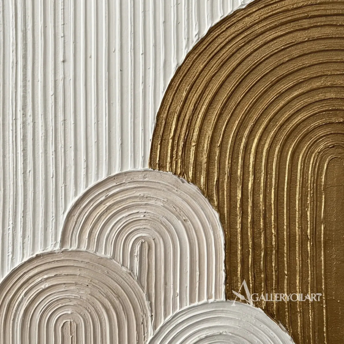 Textured-3D-golden-arch-rise-gold-wall-art-detail
