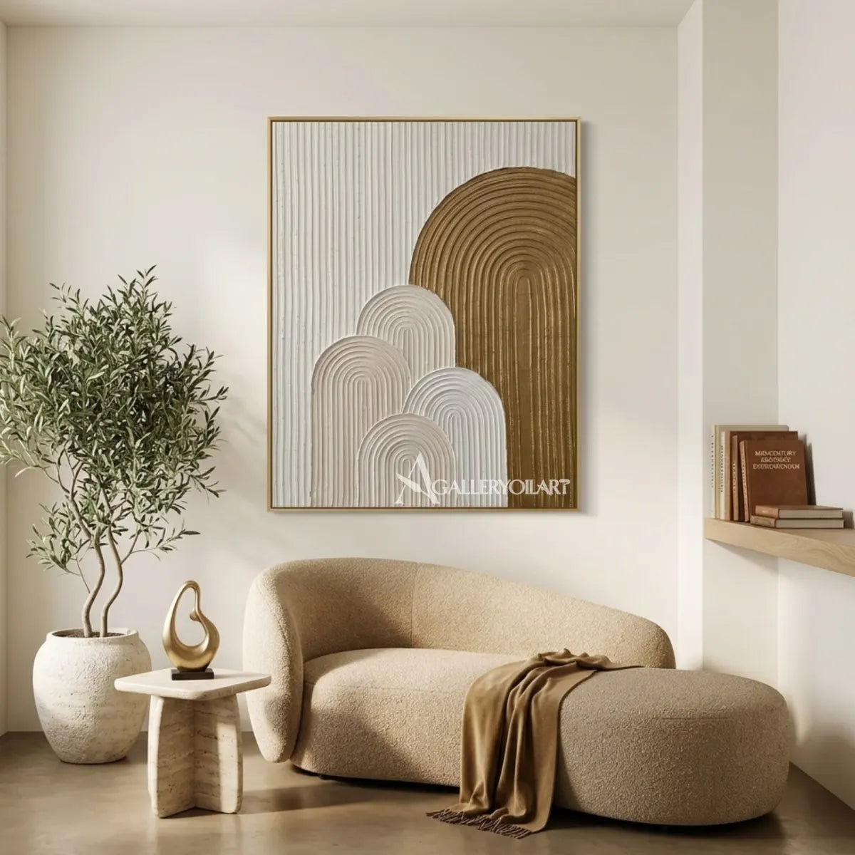 Textured-3D-golden-arch-rise-gold-wall-art-gallery