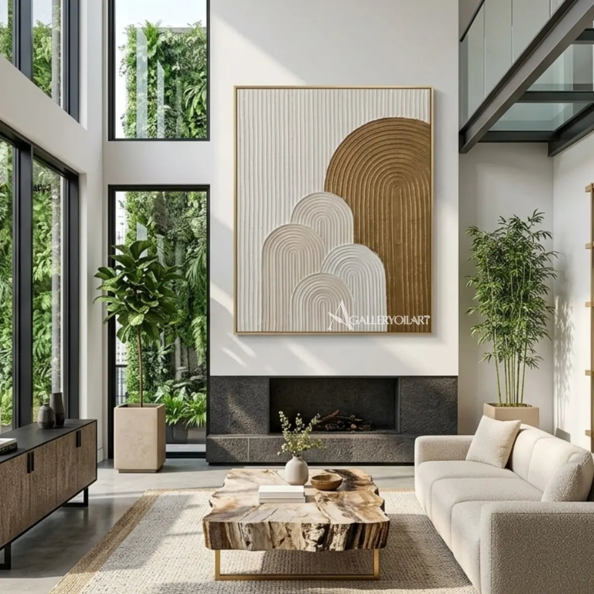 Textured-3D-golden-arch-rise-gold-wall-art-living-room