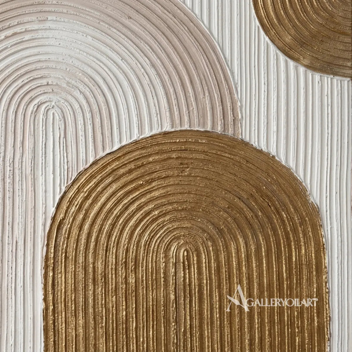 Textured-3D-layered-arch-forms-gold-wall-art-detail