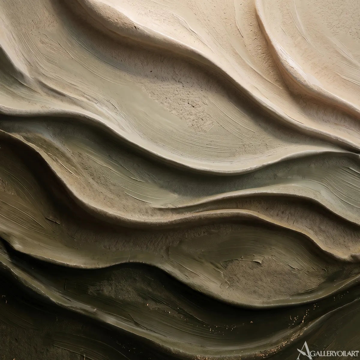 layered stillness textured-3d beige wall art in a warm modern interior 8
