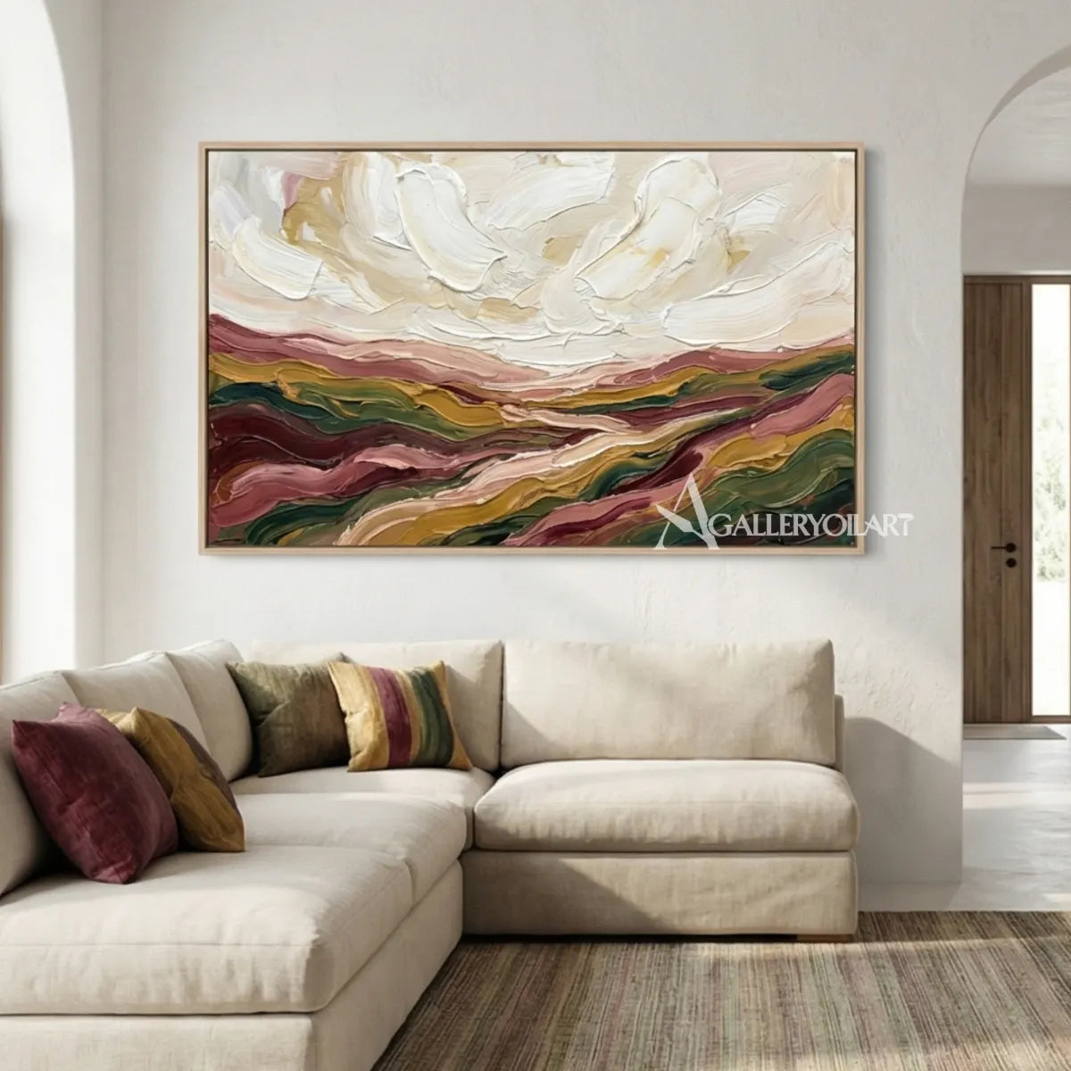 textured-3d-layered-valley-flow-cream-dusty-rose-olive-green-ochre-and-deep-brown-wall-art-in-a-neutral-interior
