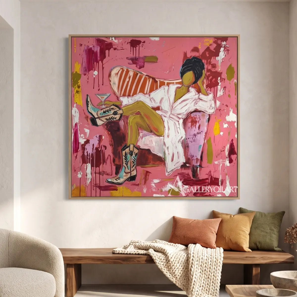 Pop-Art-lounge-figure-in-a-contemporary-gathering-space-with-pink-and-white-brushwork