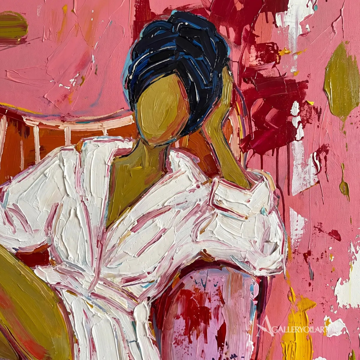 Pop-Art-lounge-figure-close-up-with-pink-and-white-impasto-brushwork