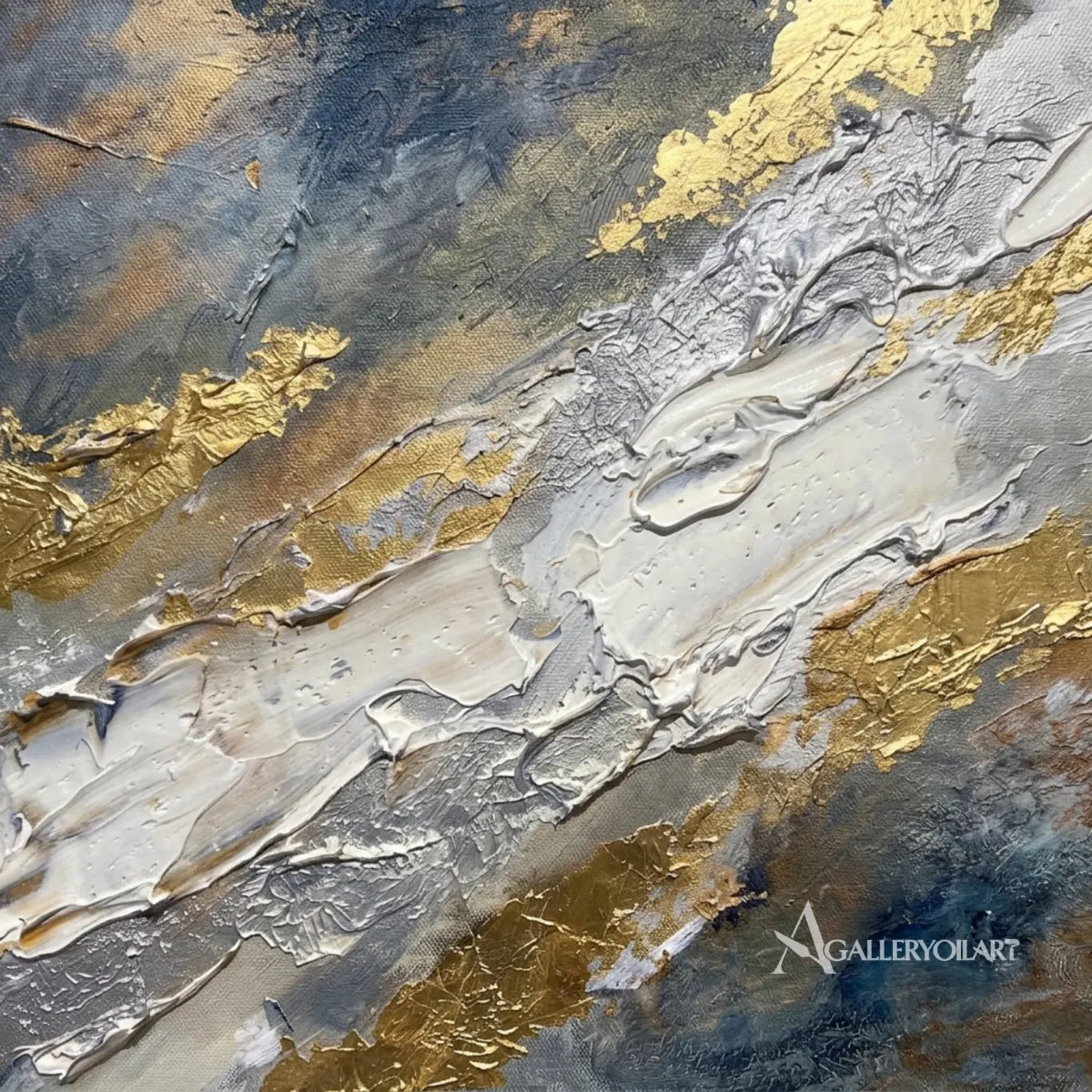 Close-up-of-textured-3D-art-with-blue-white-and-gold-ridges