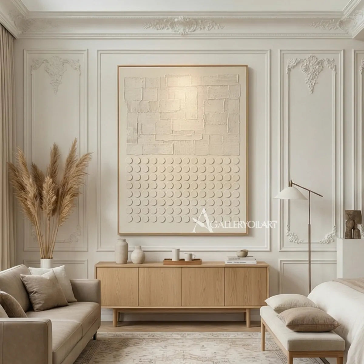 Textured-3D-white-modular-relief-wall-art-in-a-calm-living-room