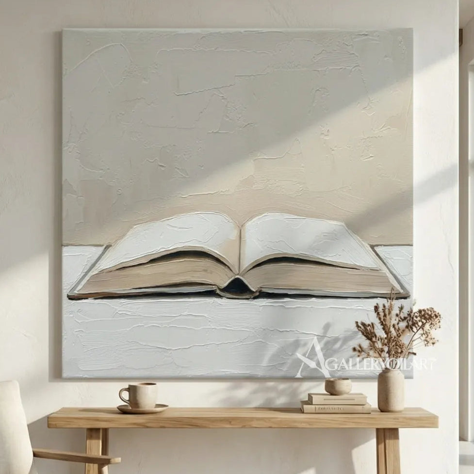 textured-3d-an-open-book-in-raised-relief-ivory-cream-pale-gray-warm-taupe-and-muted-brown-wall-art-in-living-room