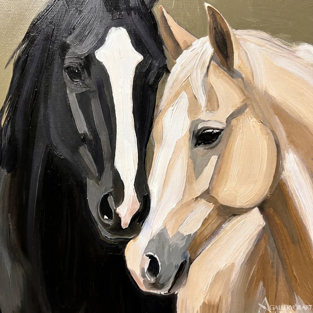 Animal-paired-horse-grace-with-a-black-horse-and-a-light-horse-in-a-dining-space