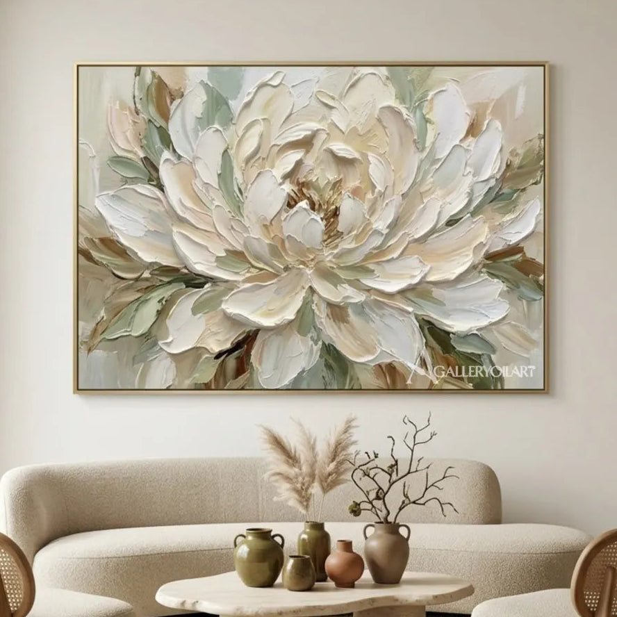 Textured-peony-floral-wall-art-in-a-gallery-interior