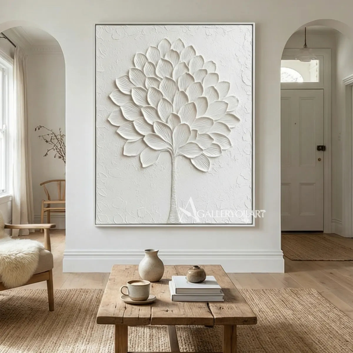 Floral-Tree-white-petal-crown-wall-art-texture-view