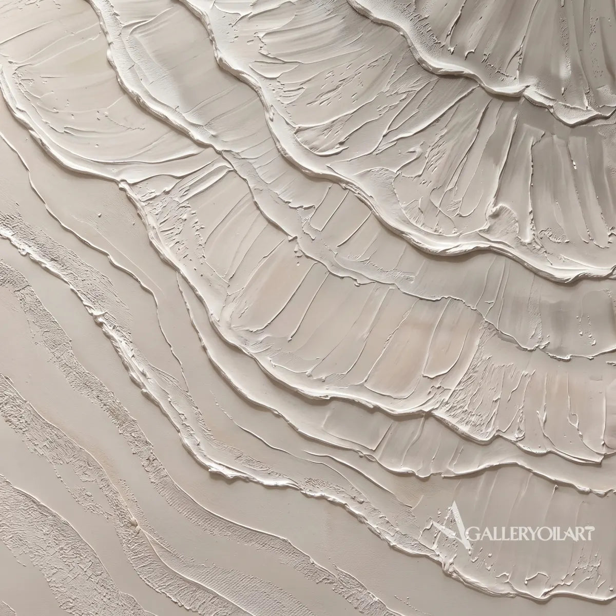 Textured 3D layered petals in beige and warm neutral relief-in-detail