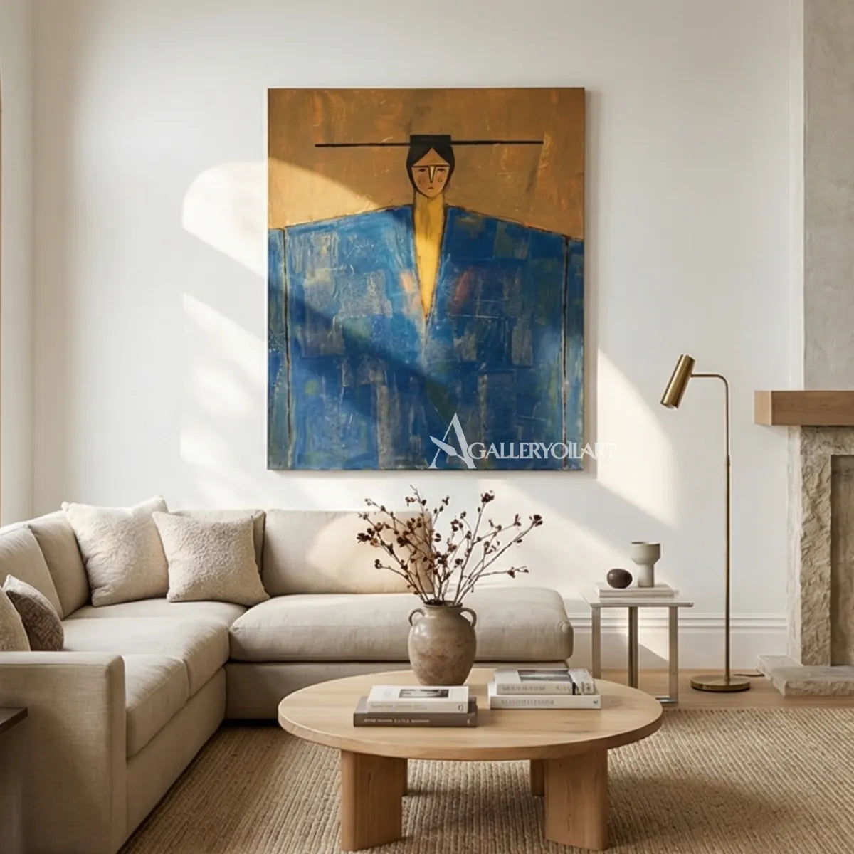 blue-and-ochre-portrait-art-of-a-solitary-figure-above-neutral-seating