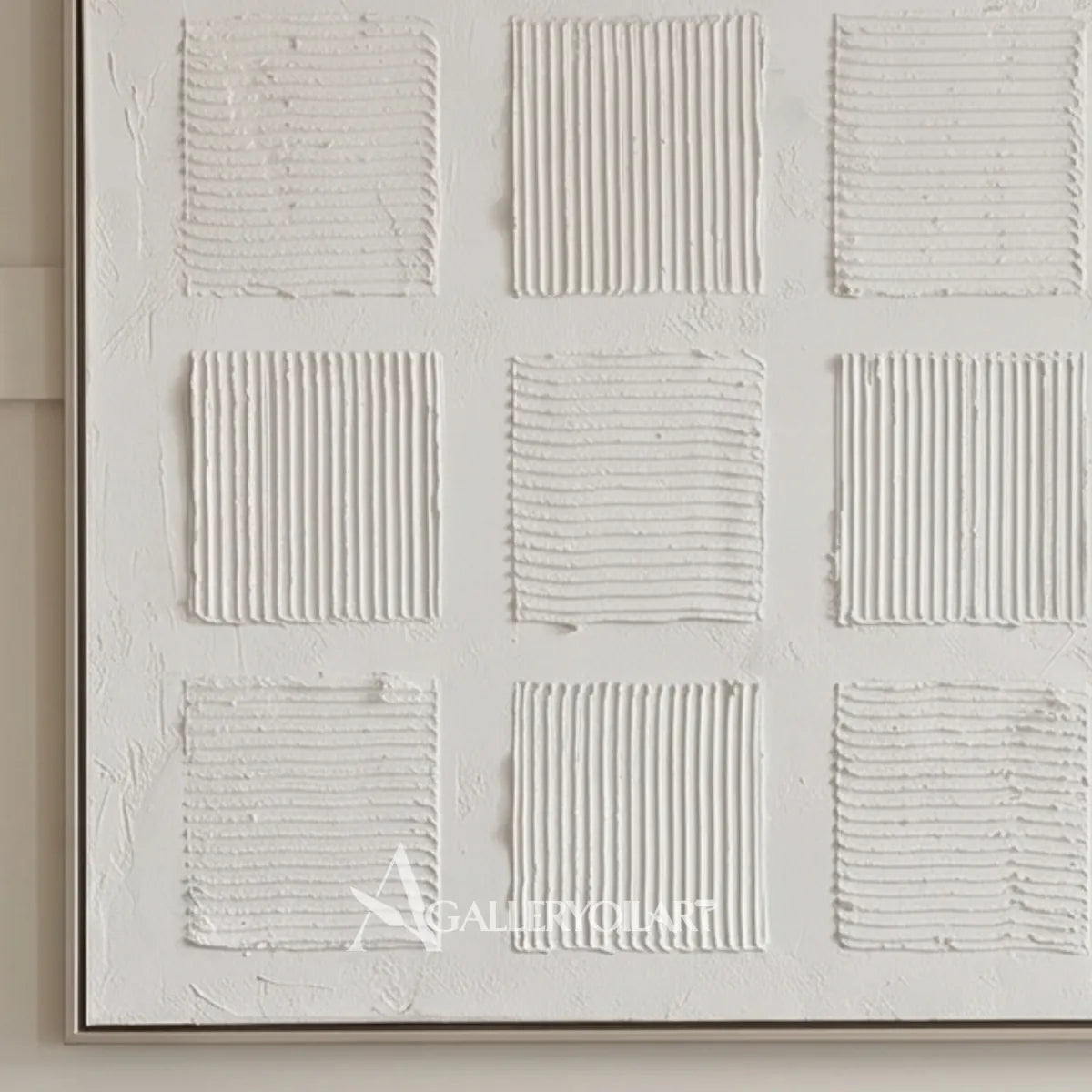 Raised-white-grid-relief-Textured-3D-White-wall-art-detail