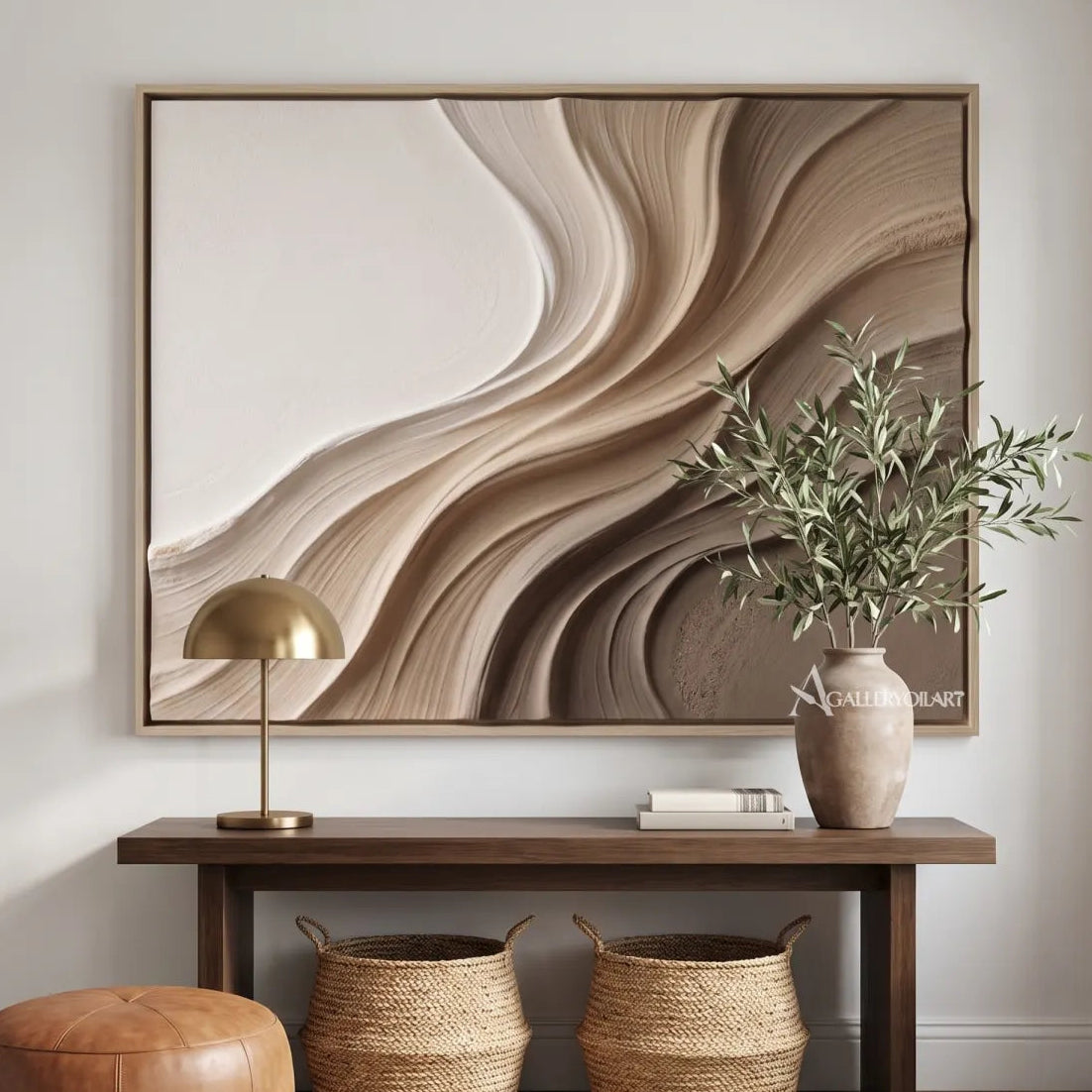 quiet strata textured-3d beige wall art in a warm modern interior 5