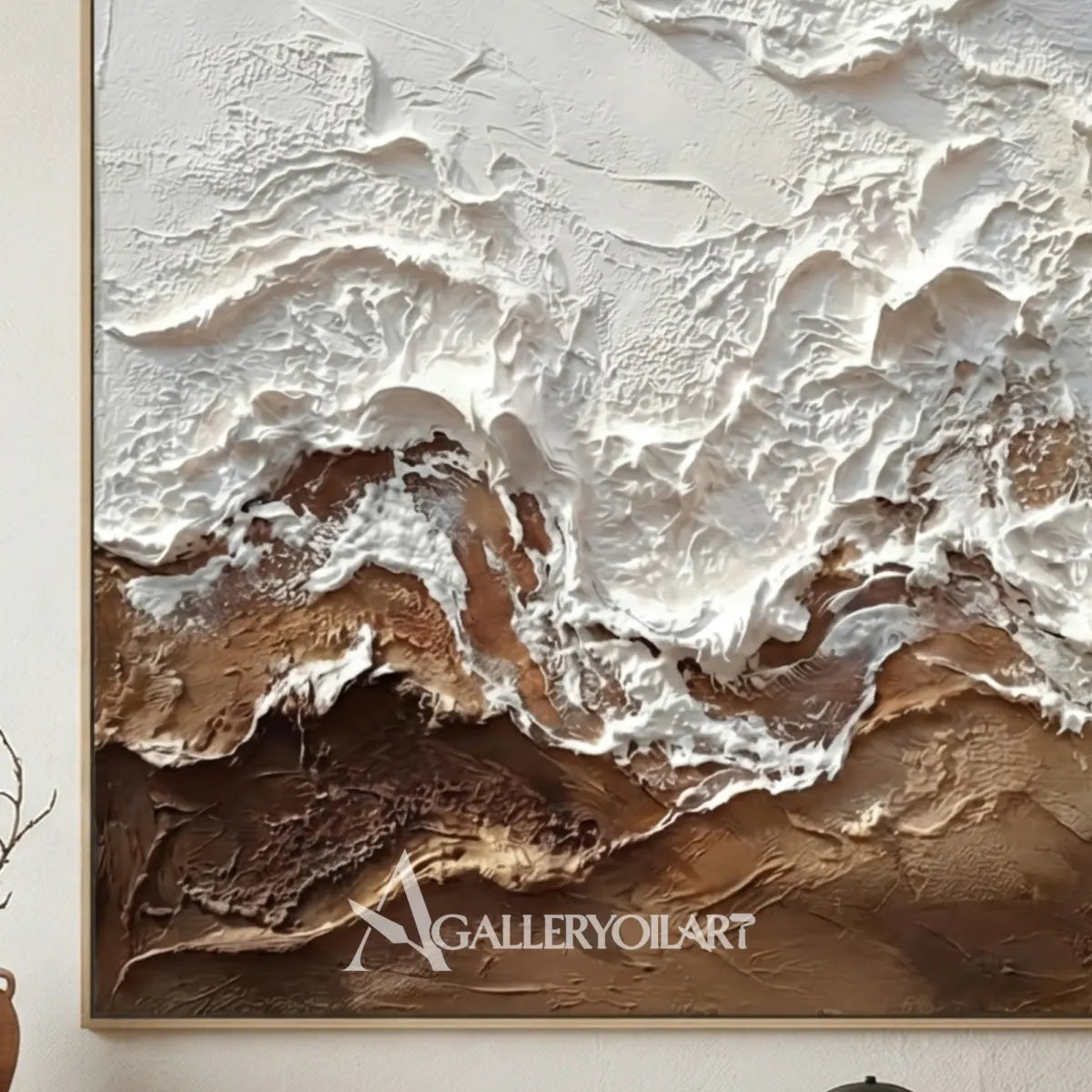 textured-3d-raised-mountain-ridges-matte-white-ivory-umber-brown-taupe-and-charcoal-wall-art-in-detail