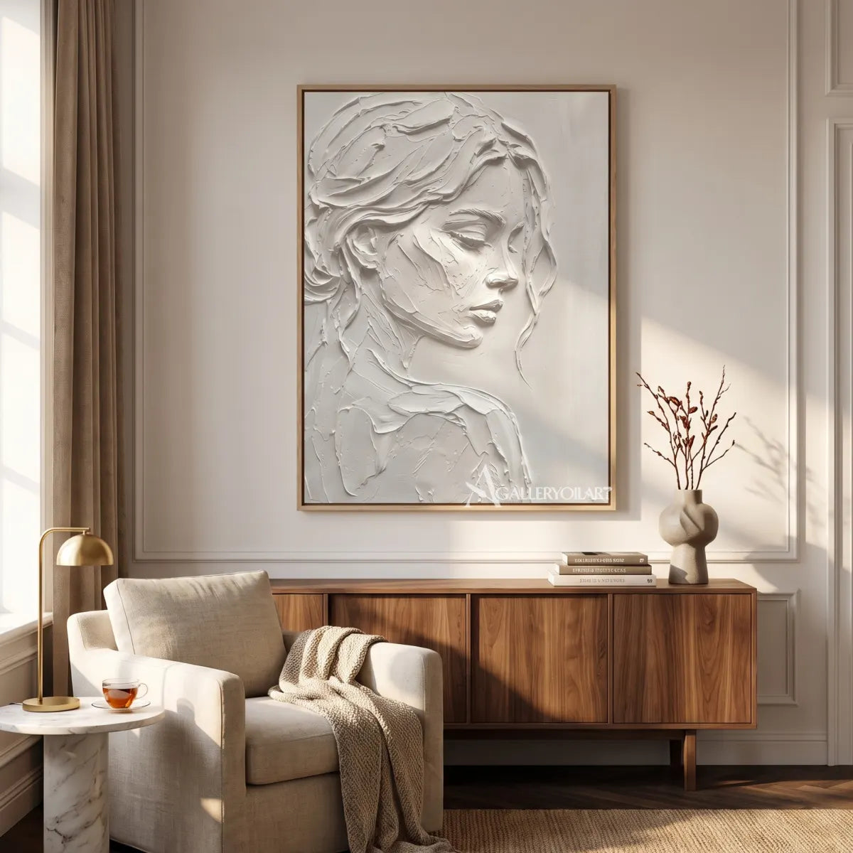 relief-portrait-grace-textured-3d-white-wall-art-in-a-private-lounge