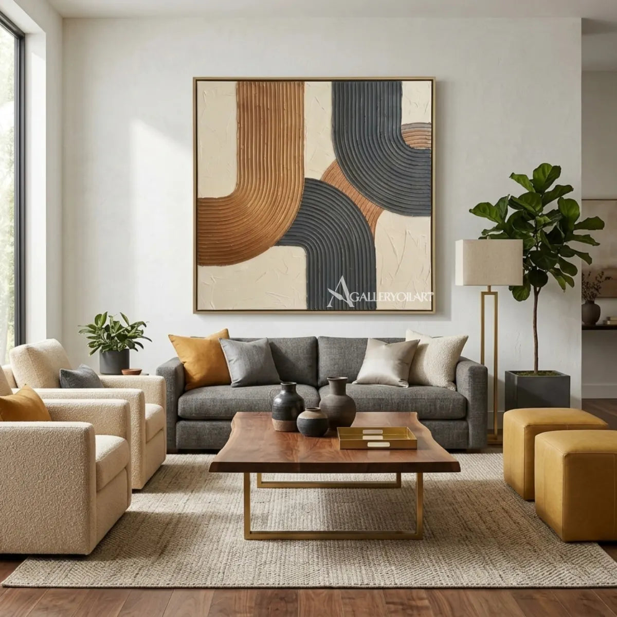 Textured-3D-rounded-earth-rhythm-brown-wall-art-gathering-room