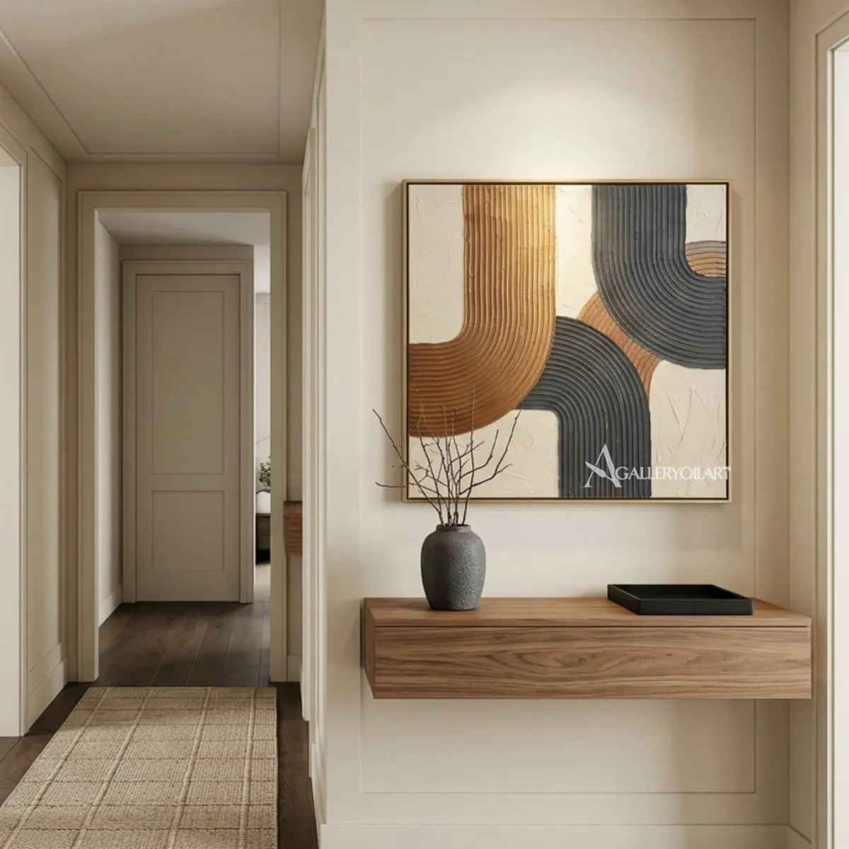 Textured-3D-rounded-earth-rhythm-brown-wall-art-interior-4