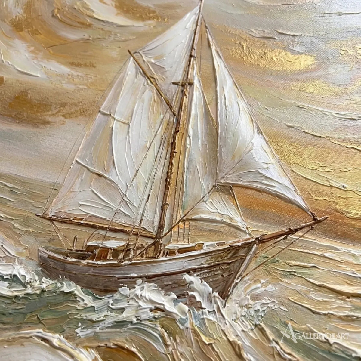 Sea-Beach-Sailing-Crest-in-blue-and-cream-wall-art-in-a-close-up-detail