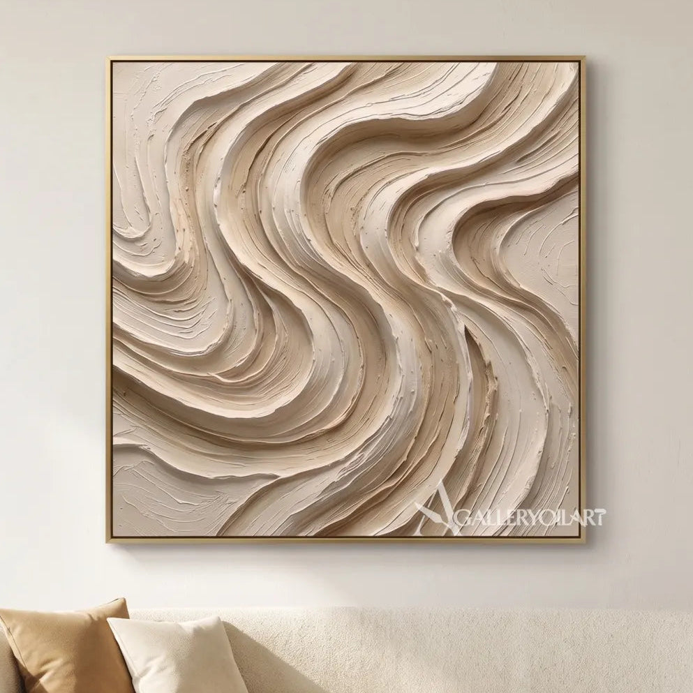 abstract flowing bands carved into a layered relief surface-textured-3d-beige-dining-space