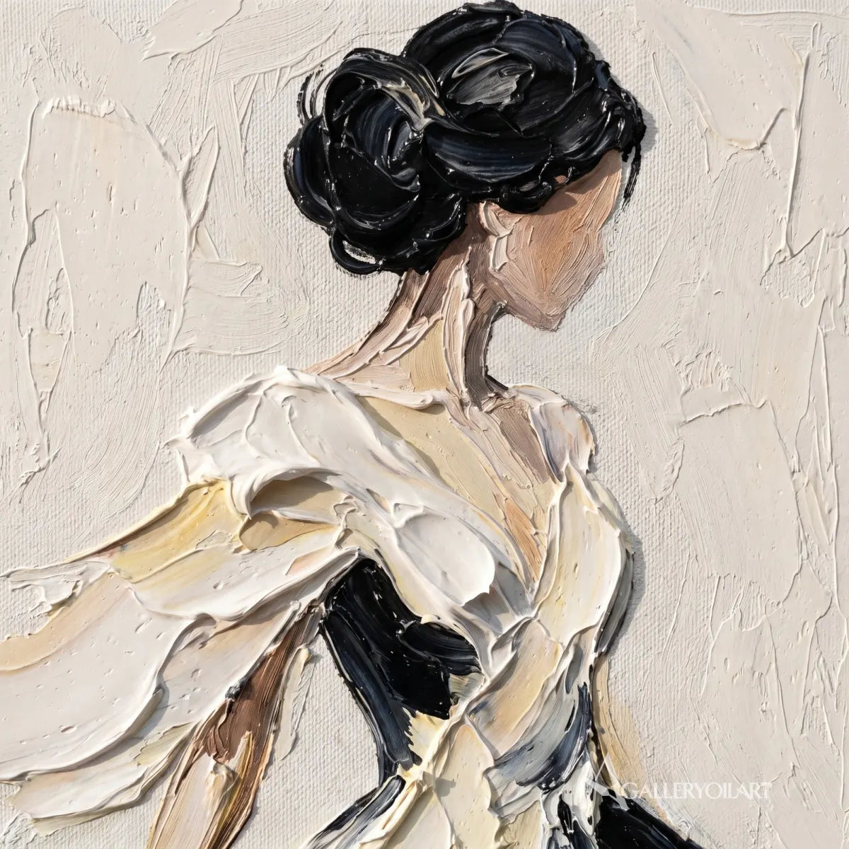 Close-up-texture-and-brushwork-on-a-woman-portrait-in-an-ivory-gown