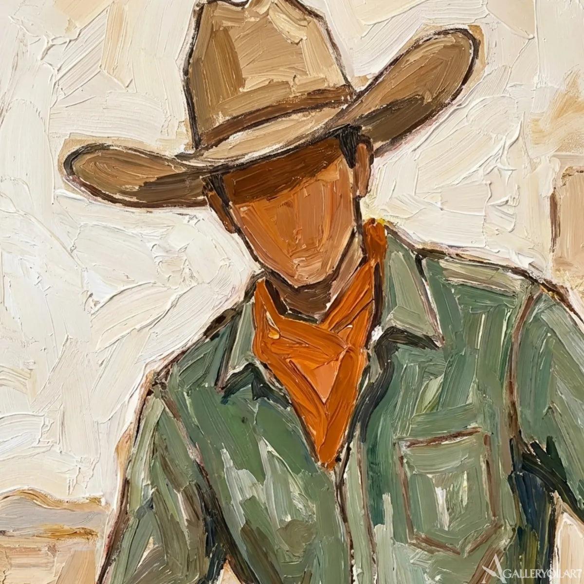 a-seated-cowboy-in-a-ranch-hat-western-cowboy-green-wall-art-in-a-modern-entryway