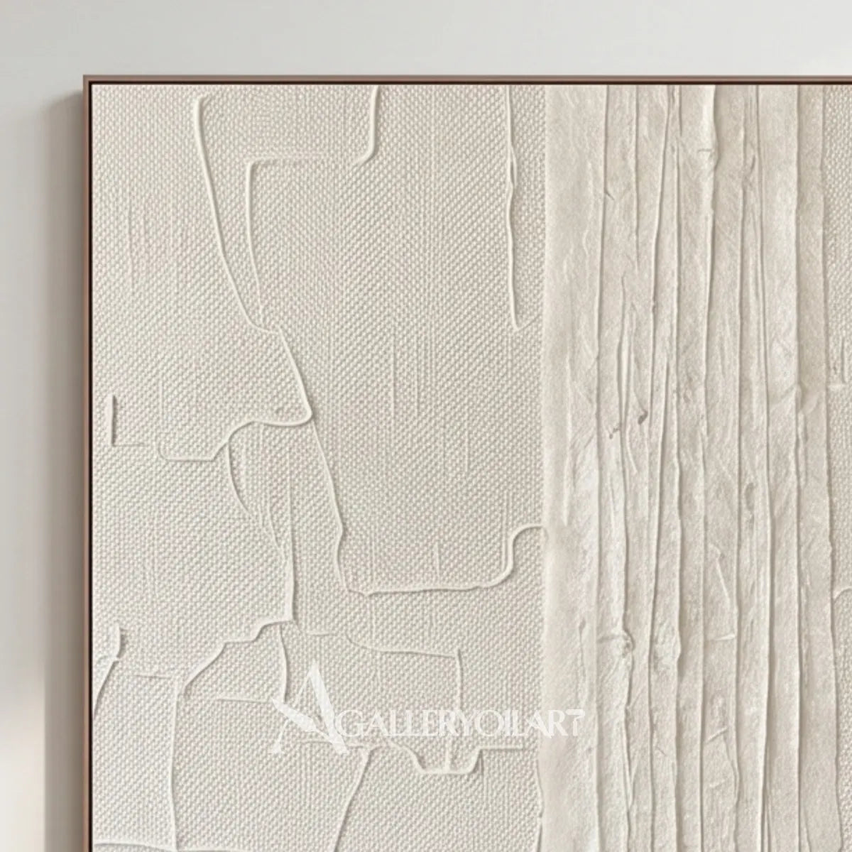 Close-up-of-textured-3D-white-split-surface-abstract-wall-art